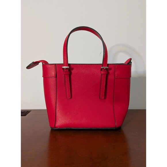 GUESS Mini Tote Satchel Handbag Bright Red Saffiano Charm Y2K EUC - Picture 4 of 8